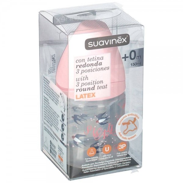 Suavinex Biberón Boca ancha con Tetina 3 posiciones 150ml